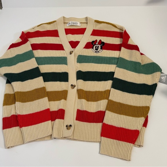 DISNEY  Park Minnie Mouse Multicolor Striped Cardigan Sweater Women size 1X - Picture 1 of 11